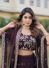 Preferable Lehenga Choli in Wine Colour
